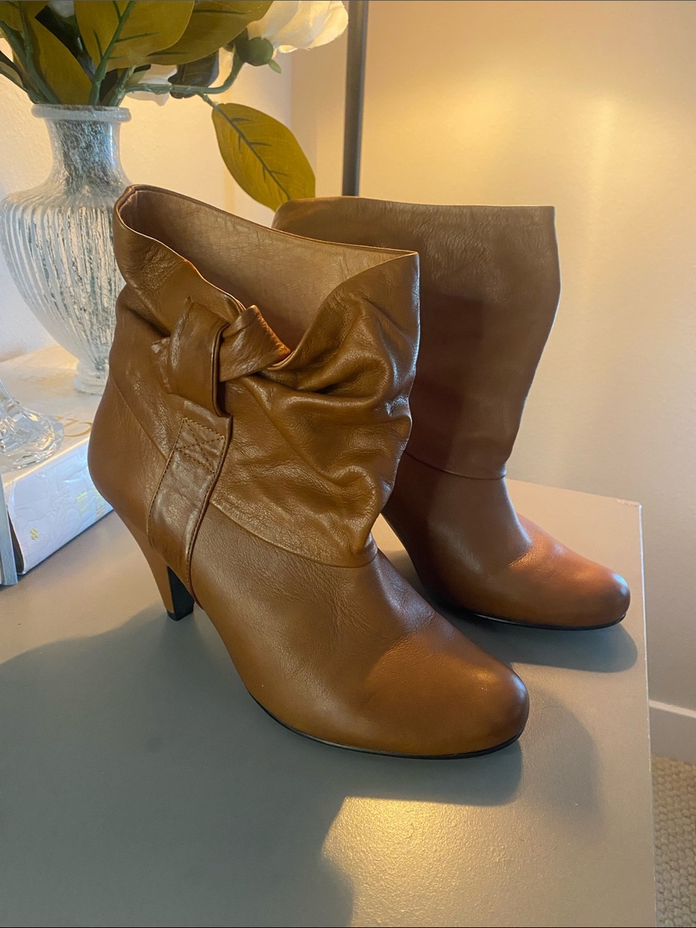 Steve Madden Chestnut Brown Slouch Mid-Calf Heeled Boots/LN